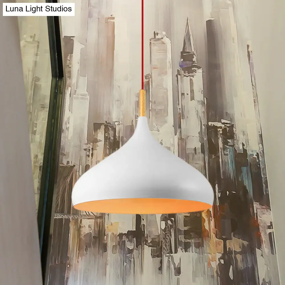 Metallic Dome Pendant Lamp - Simple Style, 1 Head, Black/White - Ideal for Dining Rooms - Available in 12.5" and 16.5" Width