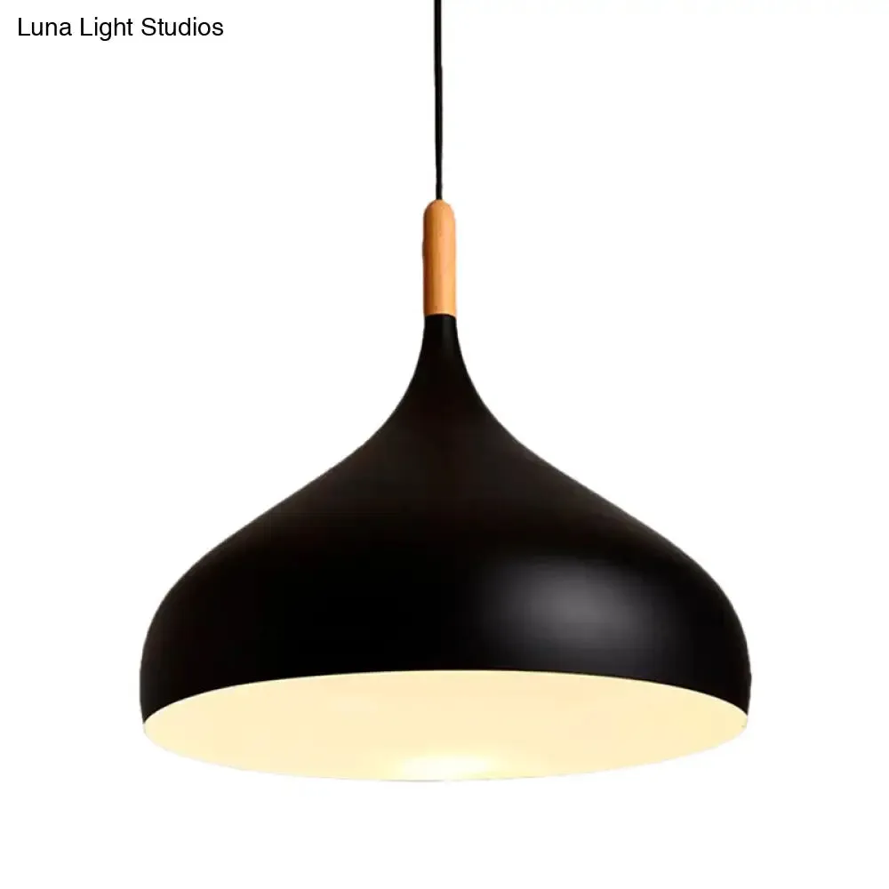 Metallic Dome Pendant Lamp - Simple Style, 1 Head, Black/White - Ideal for Dining Rooms - Available in 12.5" and 16.5" Width