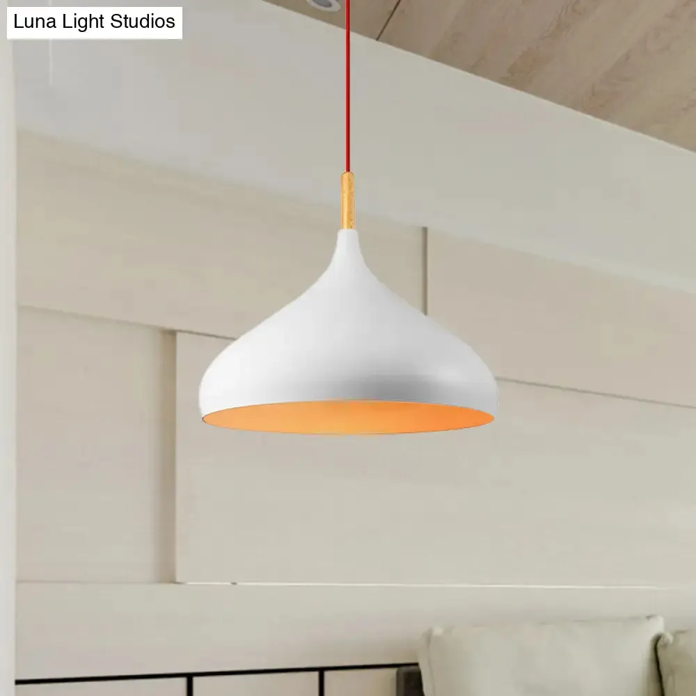 Metallic Dome Pendant Lamp - Simple Style, 1 Head, Black/White - Ideal for Dining Rooms - Available in 12.5" and 16.5" Width