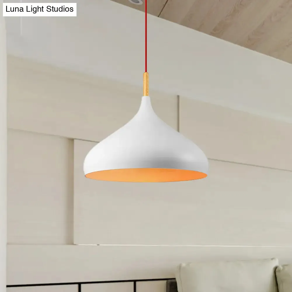 Metallic Dome Pendant Lamp - Simple Style, 1 Head, Black/White - Ideal for Dining Rooms - Available in 12.5" and 16.5" Width