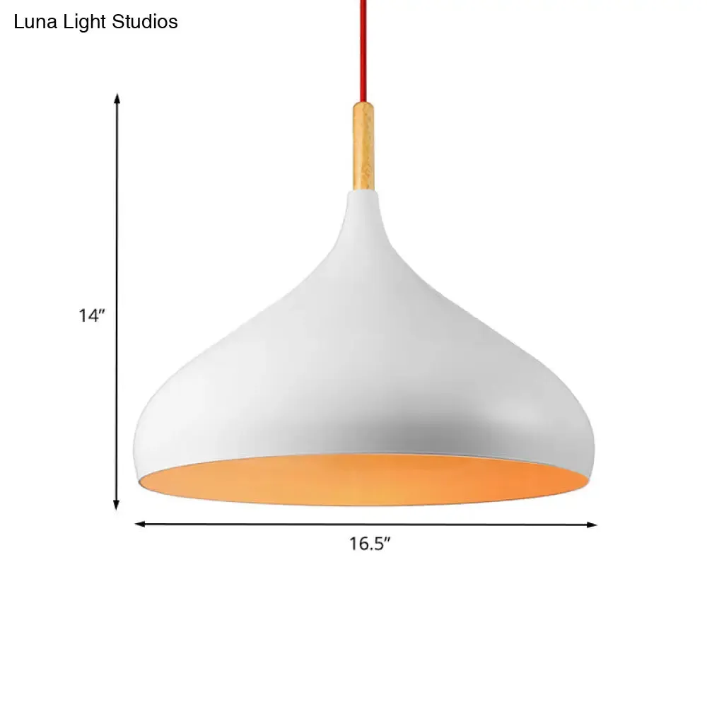 Metallic Dome Pendant Lamp - Simple Style, 1 Head, Black/White - Ideal for Dining Rooms - Available in 12.5" and 16.5" Width