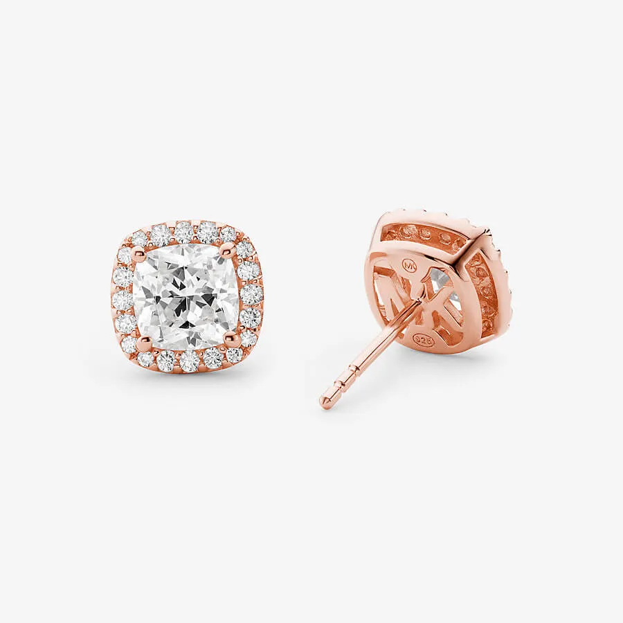 Michael Kors Precious Metal-Plated Sterling Silver Pavé Stud Earrings, Pink/Gold
