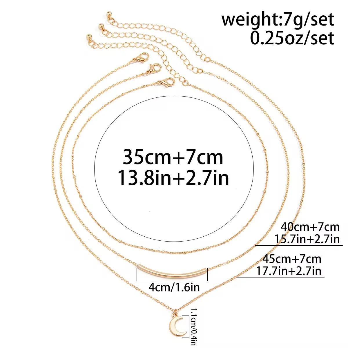Minimalist Boho Moon Multi-Layered Chain Necklace