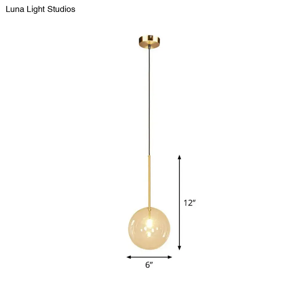 Minimalist Hand-Blown Glass Globe Hanging Lamp - Gold Finish Pendant Light