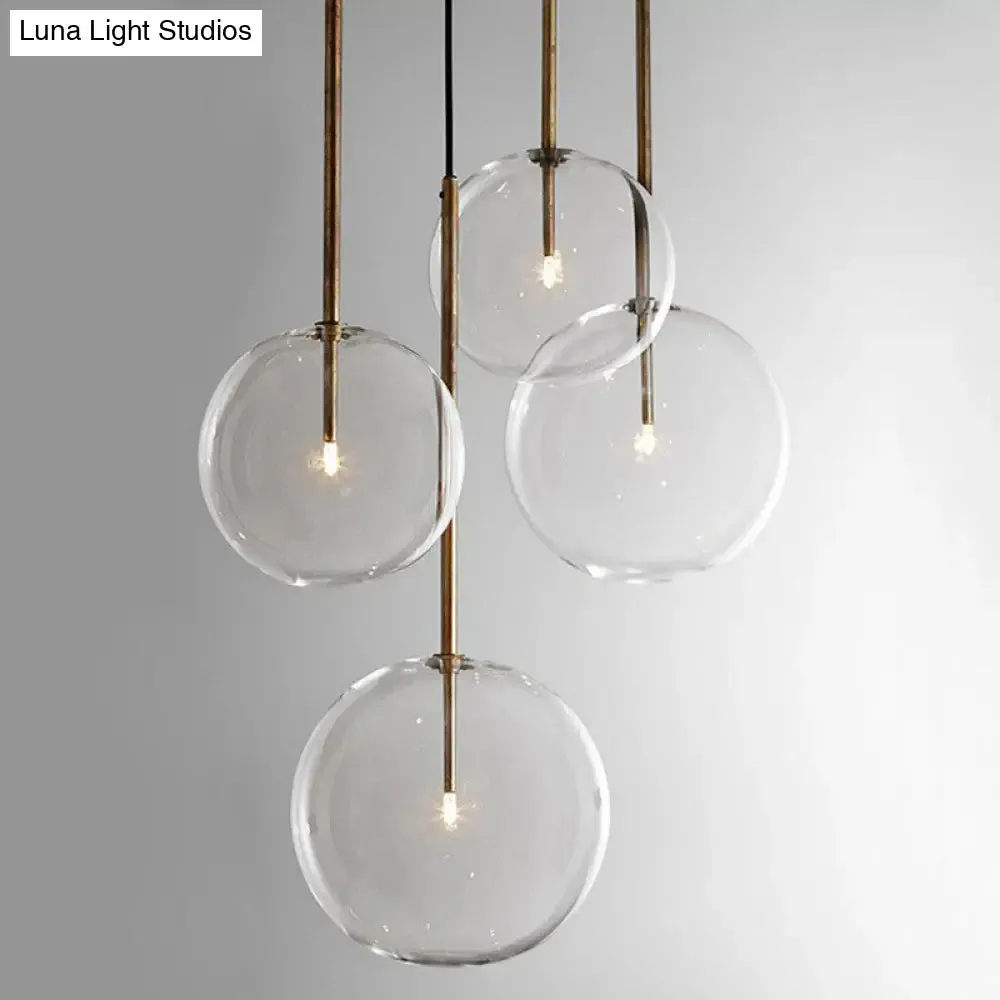 Minimalist Hand-Blown Glass Globe Hanging Lamp - Gold Finish Pendant Light