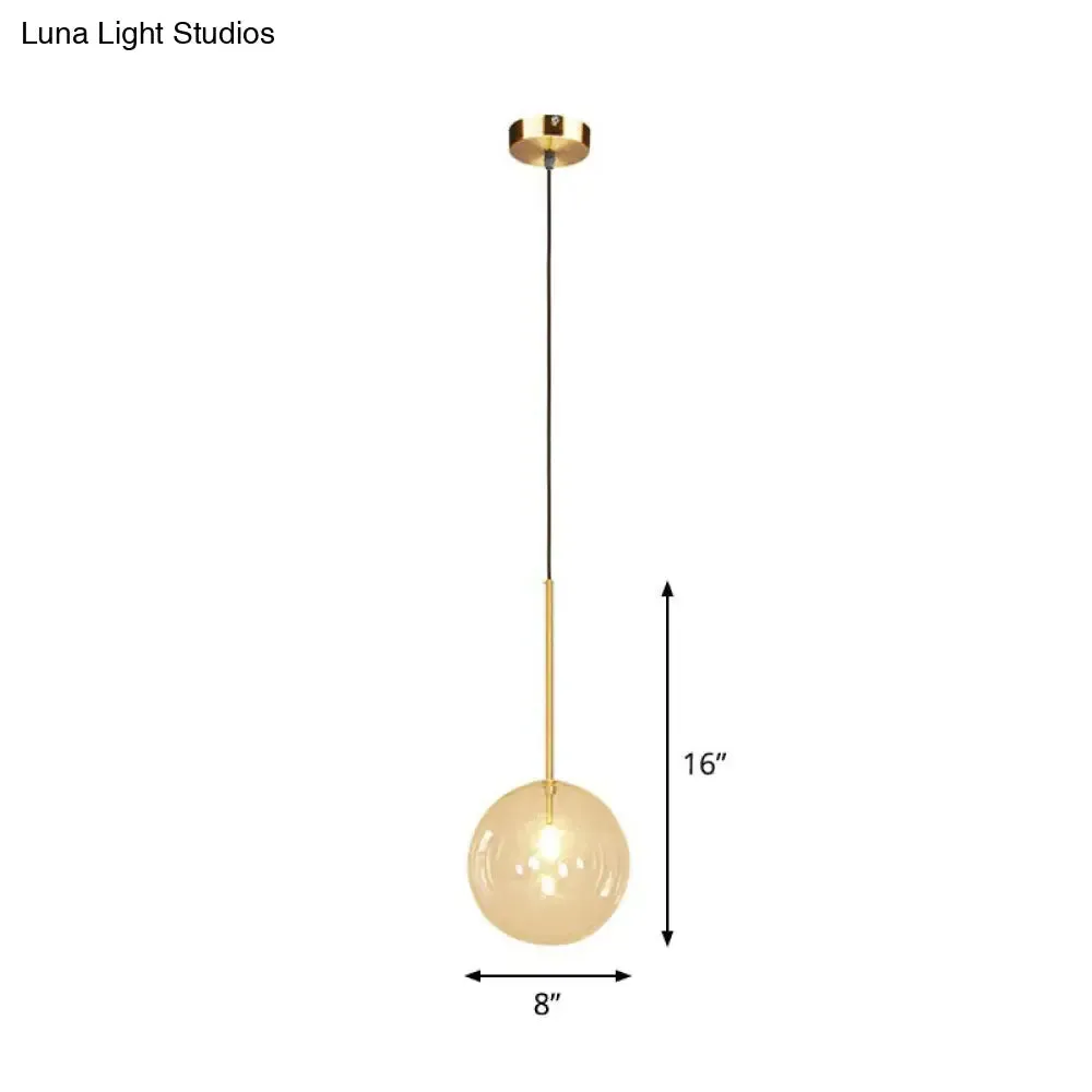 Minimalist Hand-Blown Glass Globe Hanging Lamp - Gold Finish Pendant Light