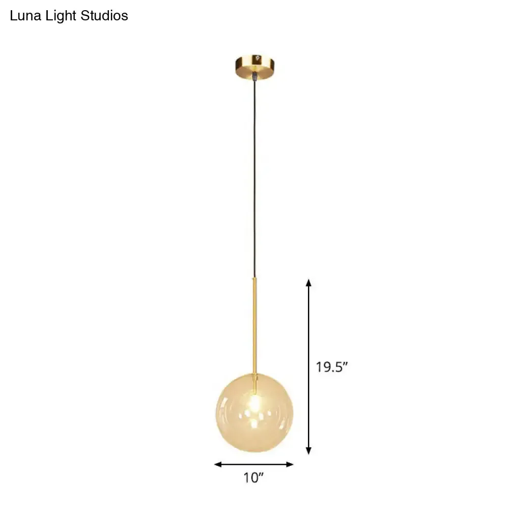 Minimalist Hand-Blown Glass Globe Hanging Lamp - Gold Finish Pendant Light