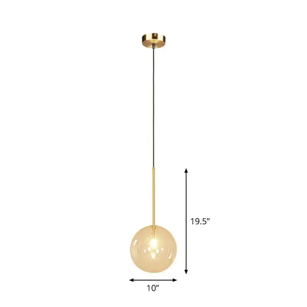 Minimalist Hand-Blown Glass Globe Hanging Lamp - Gold Finish Pendant Light