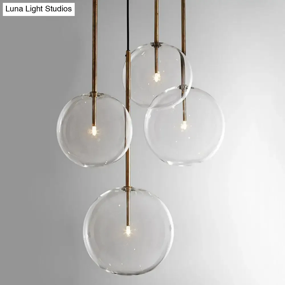 Minimalist Hand-Blown Glass Globe Hanging Lamp - Gold Finish Pendant Light