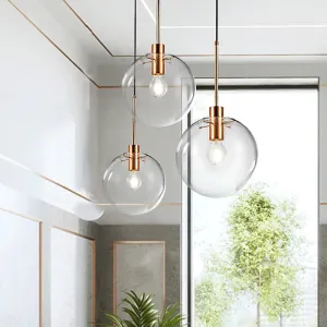 Minimalist Rose Gold Cluster Pendant with Clear Glass for Ceiling - 3-Bulb Fixture