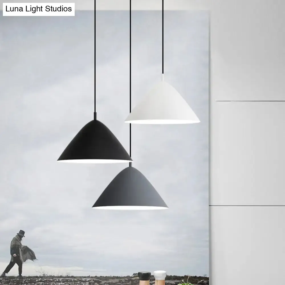 Minimalistic Pyramid Hanging Light in Monochrome Tones - Ideal for Study Room Décor"

or

"Modern Metallic Single Bulb Pendant Light - Sleek Monochrome Design for Study Room