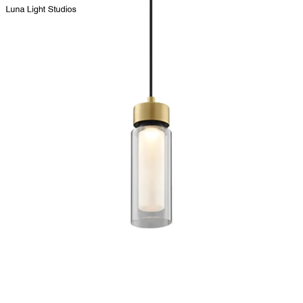 Modern Black and Gold LED Pendant Light with Clear Glass Shade - Simplicity Collection