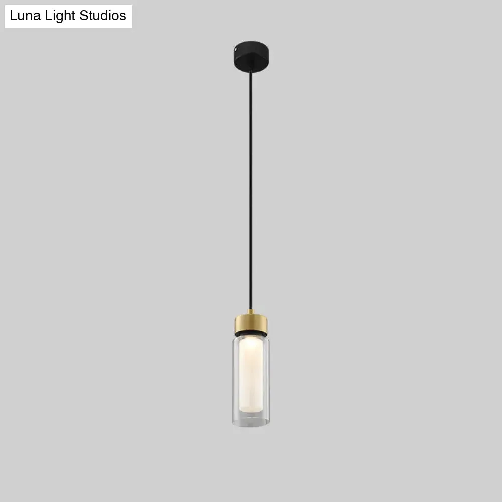Modern Black and Gold LED Pendant Light with Clear Glass Shade - Simplicity Collection