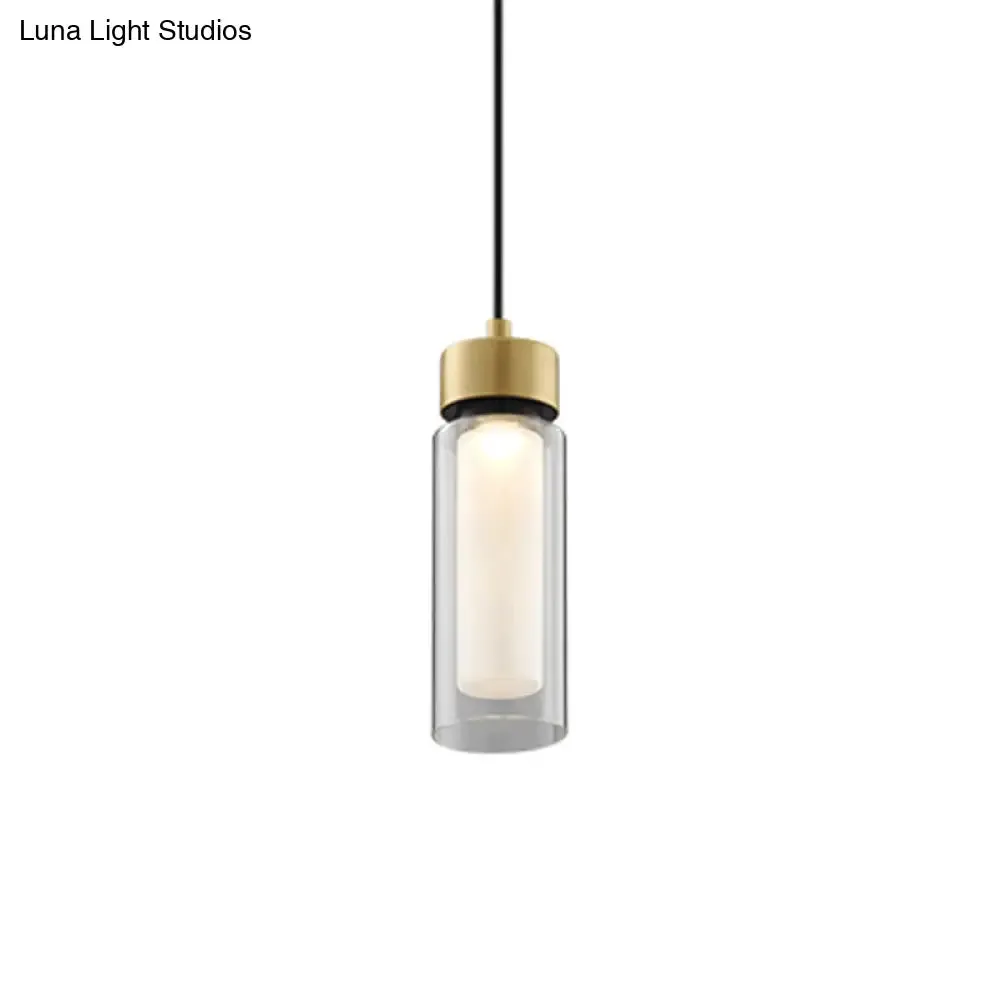 Modern Black and Gold LED Pendant Light with Clear Glass Shade - Simplicity Collection
