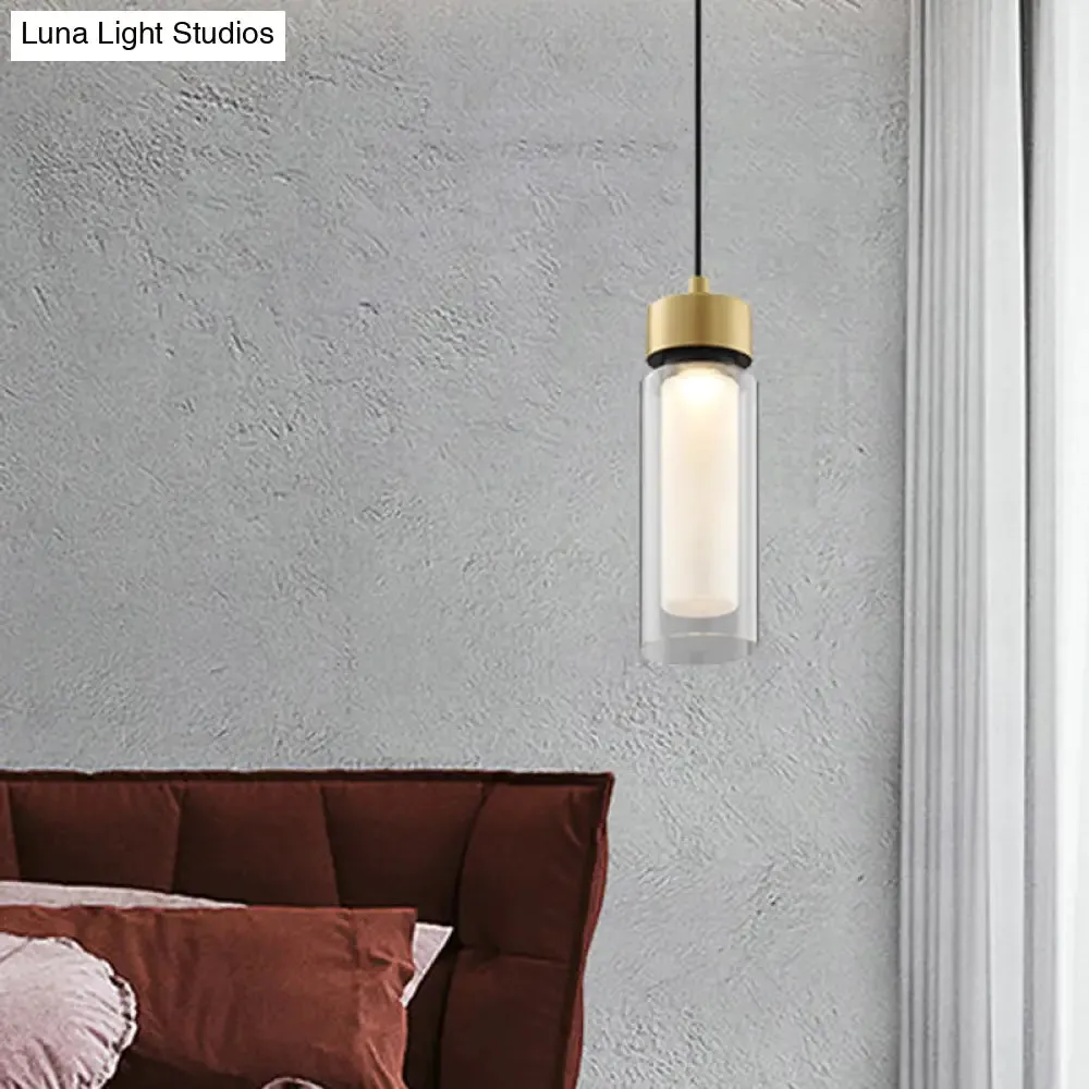 Modern Black and Gold LED Pendant Light with Clear Glass Shade - Simplicity Collection