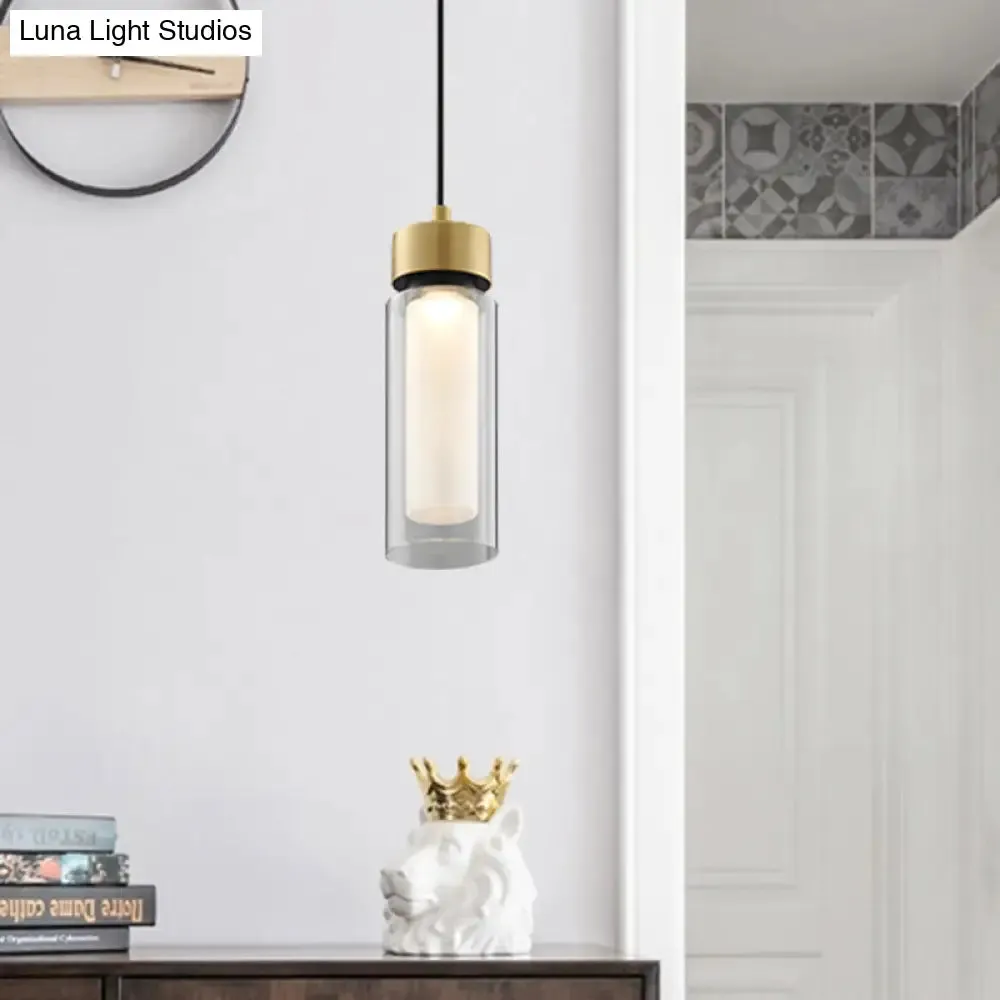 Modern Black and Gold LED Pendant Light with Clear Glass Shade - Simplicity Collection