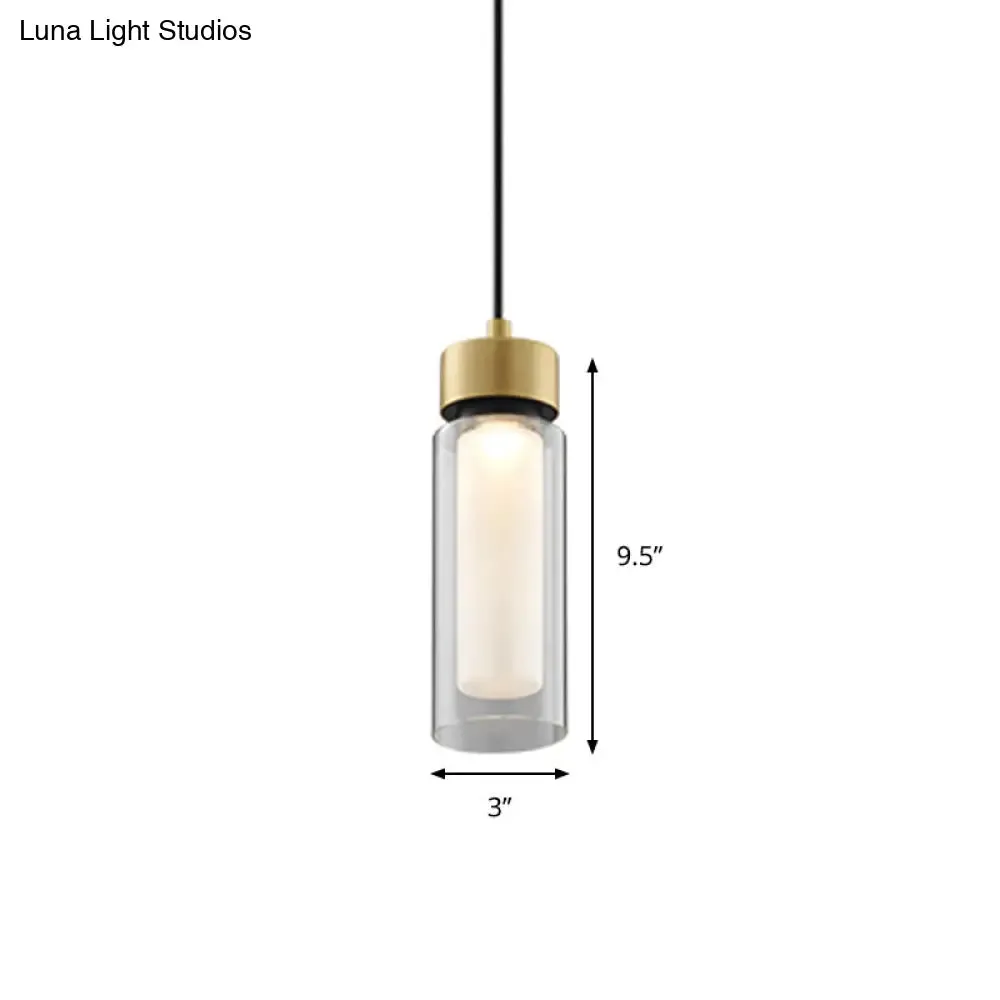 Modern Black and Gold LED Pendant Light with Clear Glass Shade - Simplicity Collection