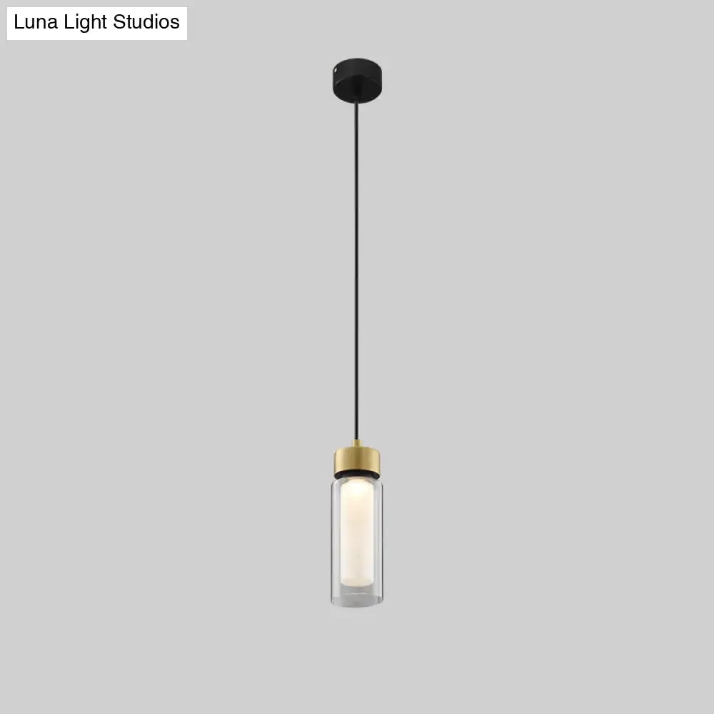 Modern Black and Gold LED Pendant Light with Clear Glass Shade - Simplicity Collection