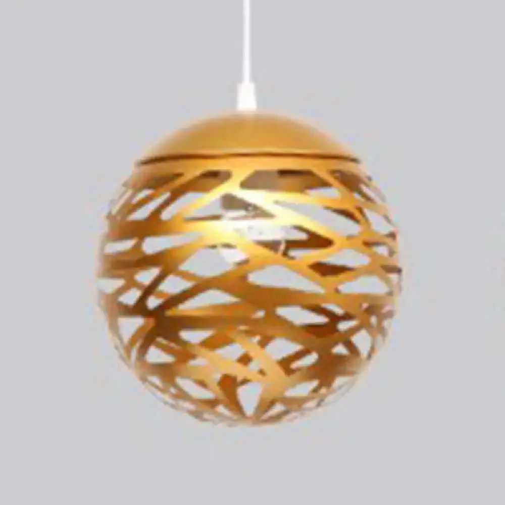 Modern Candy Colored Kid's Bedroom Pendant Lamp - Hollow Orb Design, Metal, 1 Head
