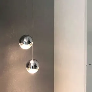 Modern Chrome LED Pendant Light for Restaurants with Clear Glass Globes