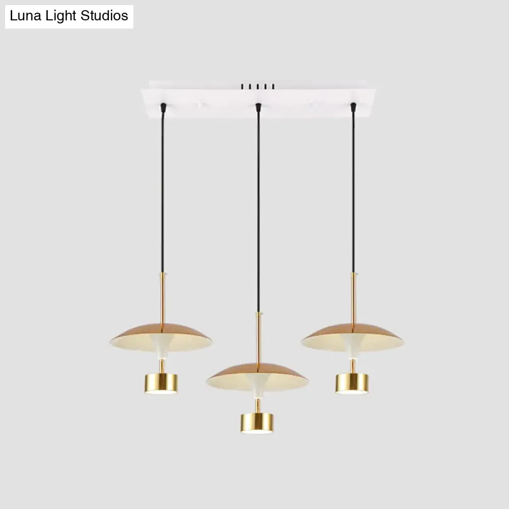 Modern Gold Dome Pendant with 3-Light LED Ceiling Fixture