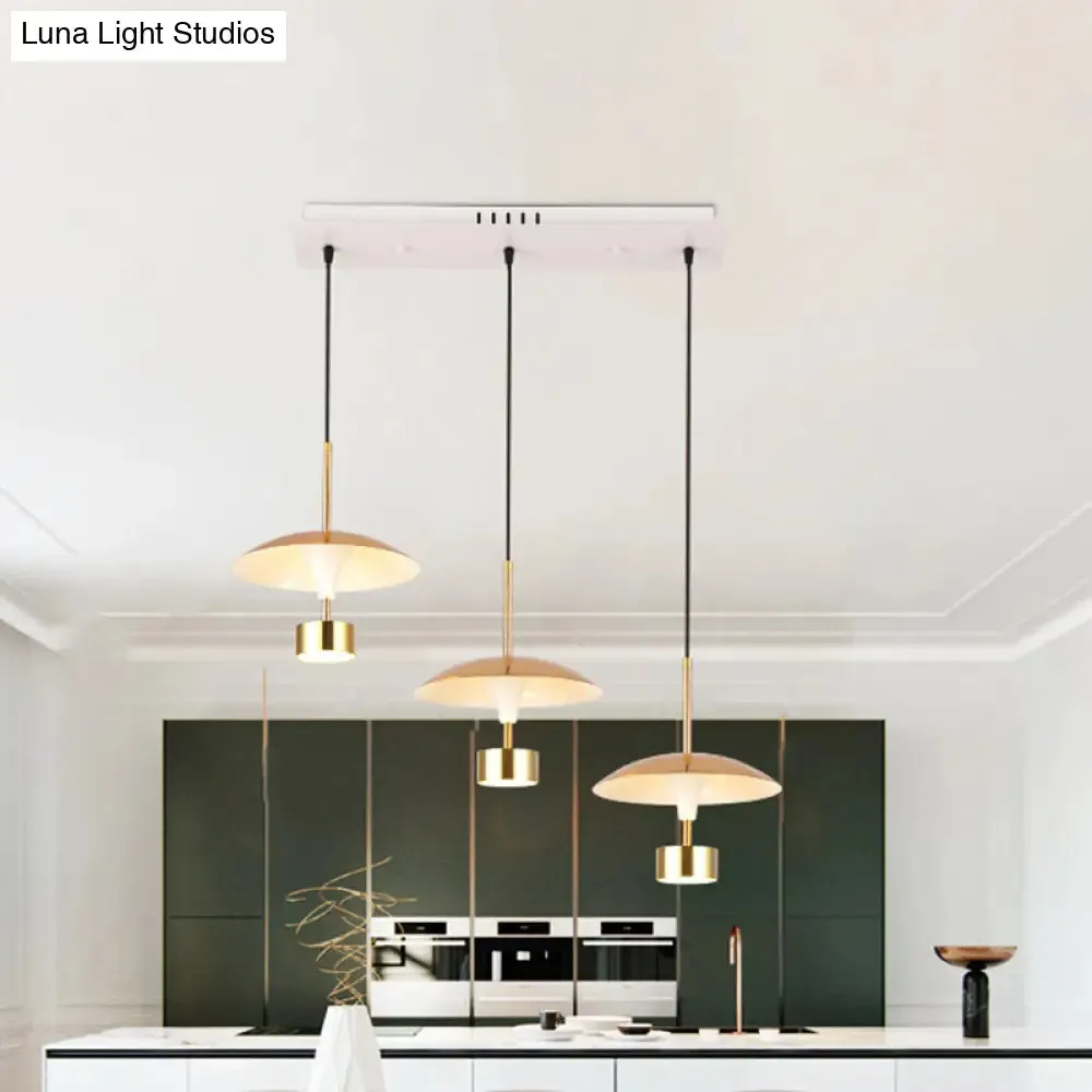 Modern Gold Dome Pendant with 3-Light LED Ceiling Fixture