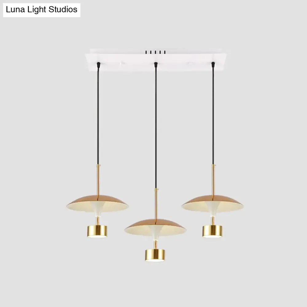 Modern Gold Dome Pendant with 3-Light LED Ceiling Fixture