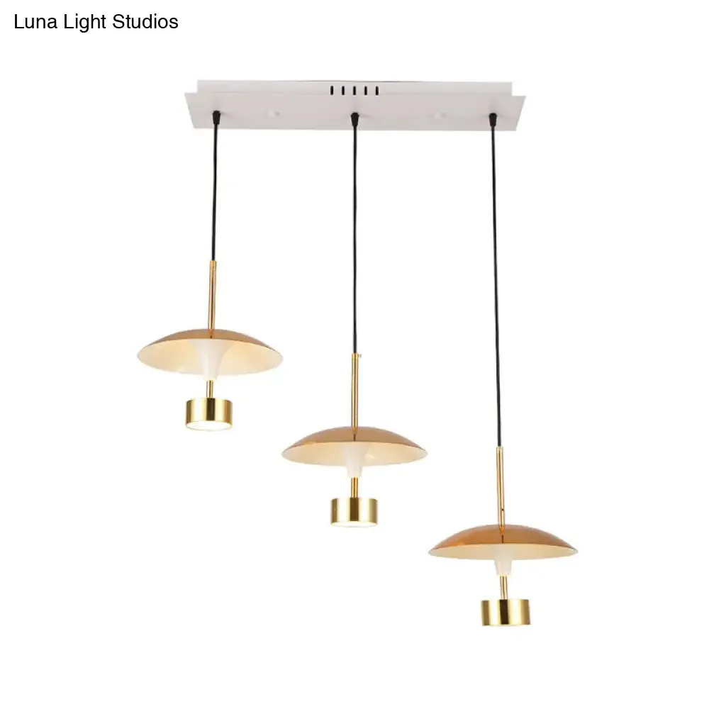 Modern Gold Dome Pendant with 3-Light LED Ceiling Fixture