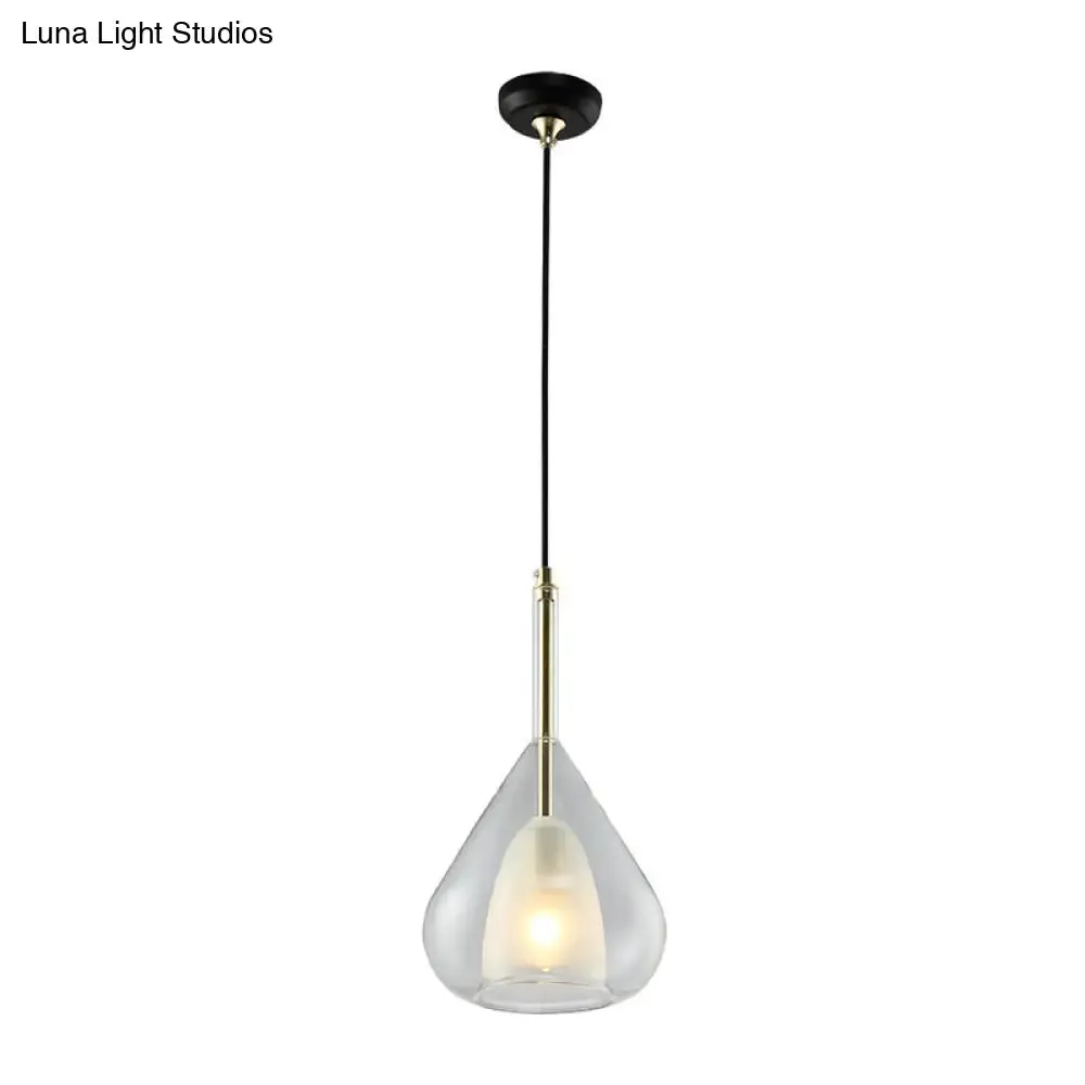 Modern Hanging Pendant Lights - Double Glass Teardrop Design - Ideal for Living Room