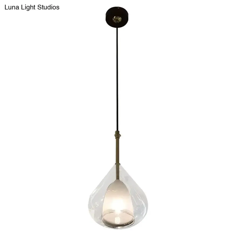 Modern Hanging Pendant Lights - Double Glass Teardrop Design - Ideal for Living Room