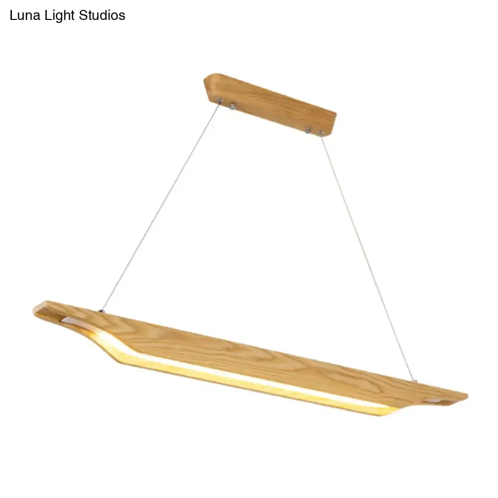 Modern Linear Wooden Pendant Light Fixture with LED, Beige, White/Warm/Natural Light