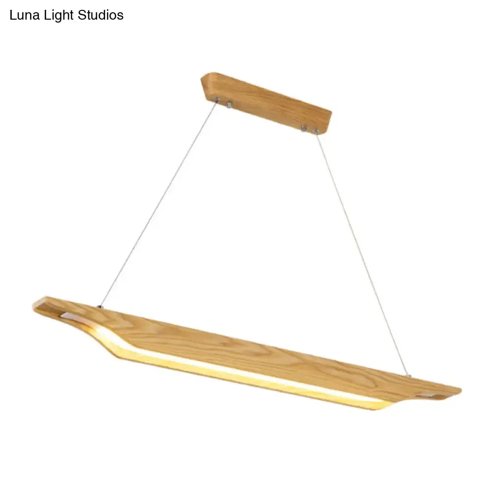 Modern Linear Wooden Pendant Light Fixture with LED, Beige, White/Warm/Natural Light