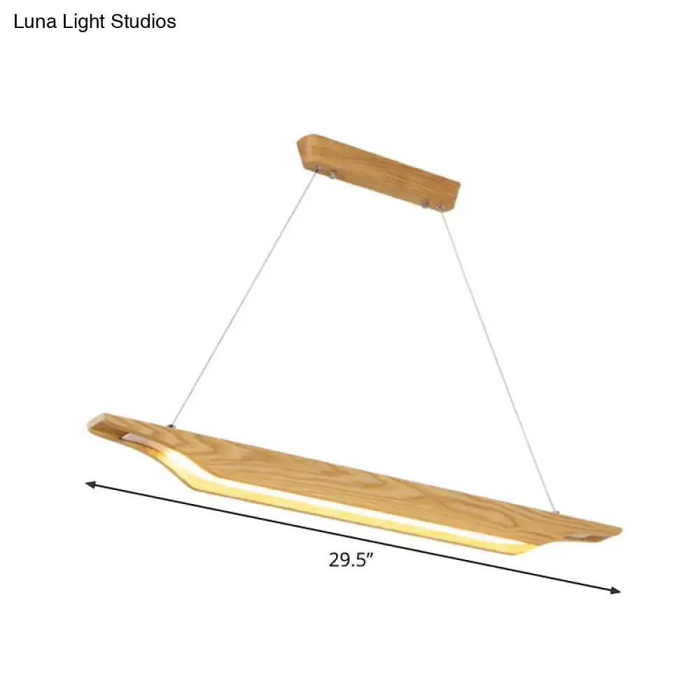 Modern Linear Wooden Pendant Light Fixture with LED, Beige, White/Warm/Natural Light