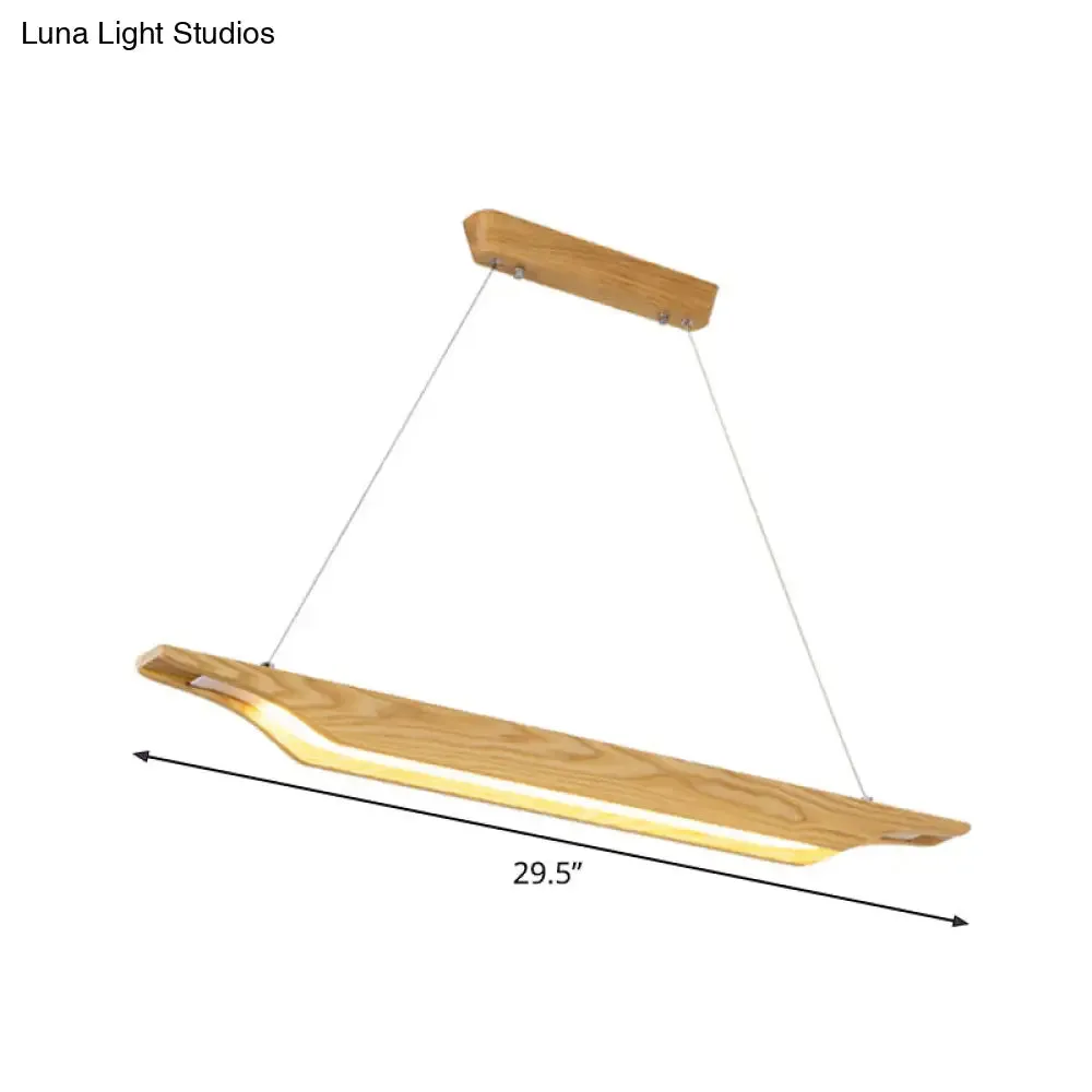 Modern Linear Wooden Pendant Light Fixture with LED, Beige, White/Warm/Natural Light