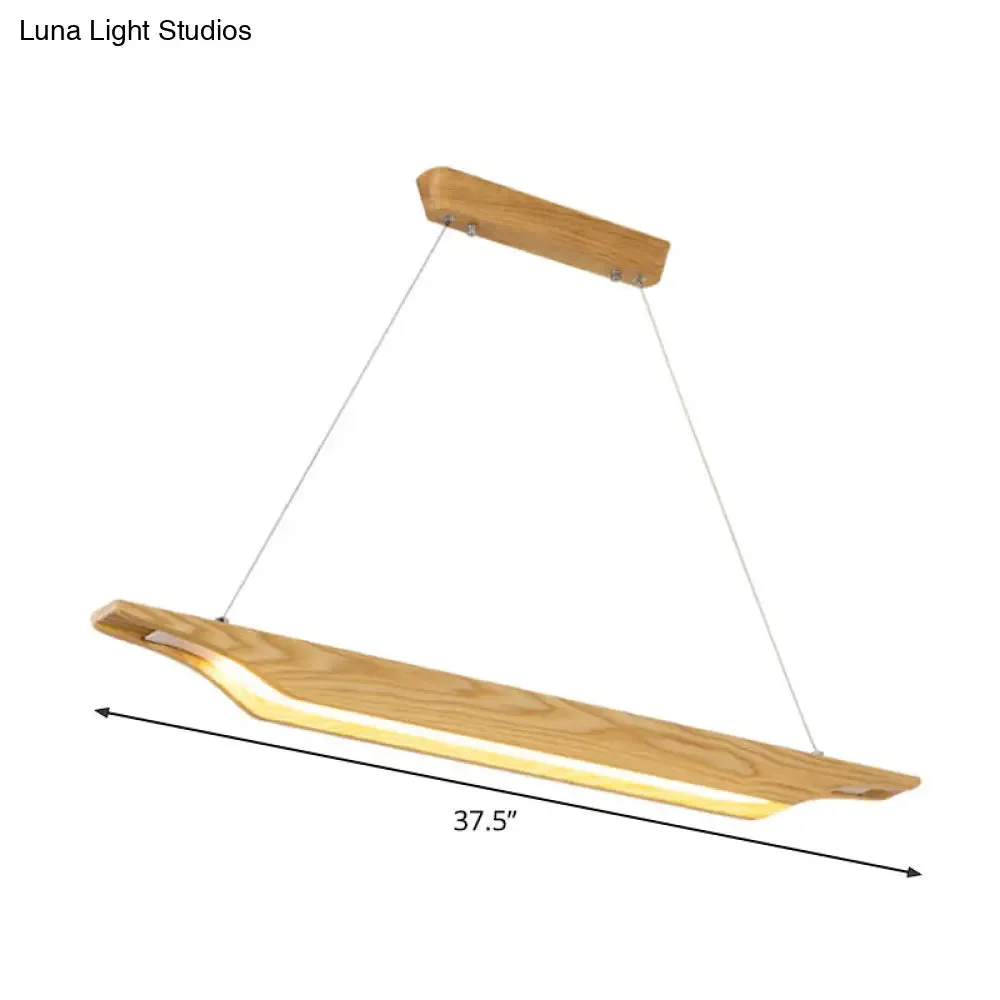 Modern Linear Wooden Pendant Light Fixture with LED, Beige, White/Warm/Natural Light
