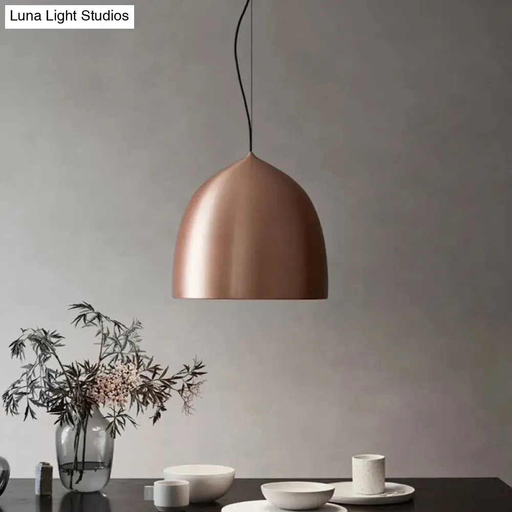 Modern Metal Domed Pendant Light - 1-Light Black/Copper Suspension for Dining Room
