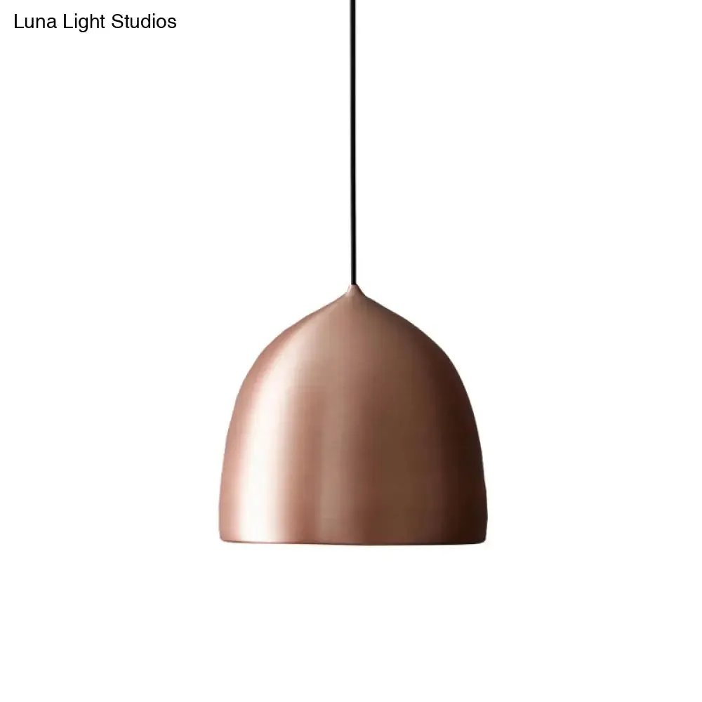 Modern Metal Domed Pendant Light - 1-Light Black/Copper Suspension for Dining Room