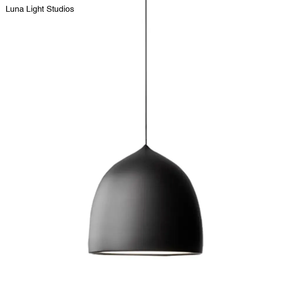 Modern Metal Domed Pendant Light - 1-Light Black/Copper Suspension for Dining Room