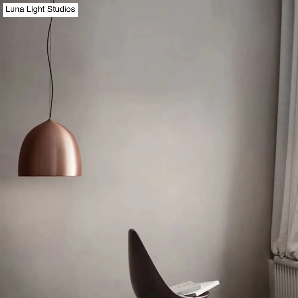 Modern Metal Domed Pendant Light - 1-Light Black/Copper Suspension for Dining Room