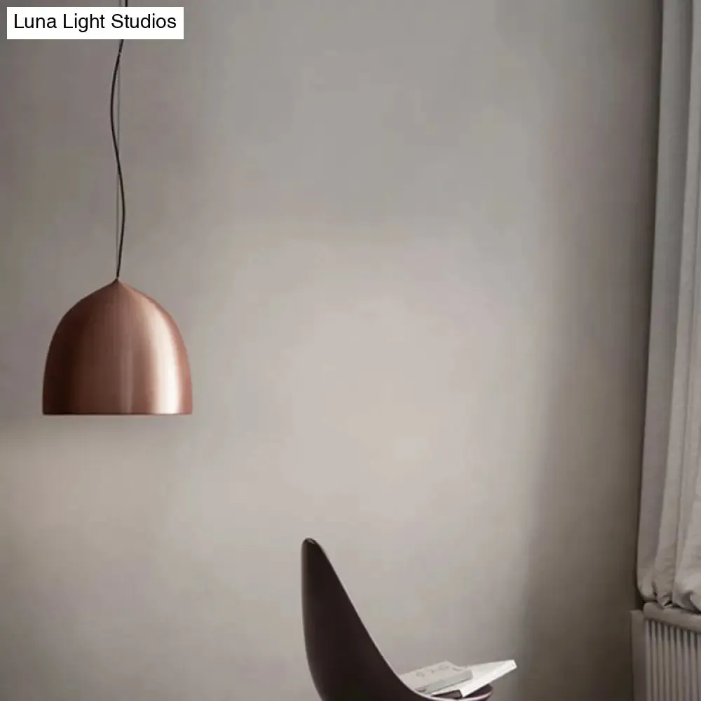 Modern Metal Domed Pendant Light - 1-Light Black/Copper Suspension for Dining Room