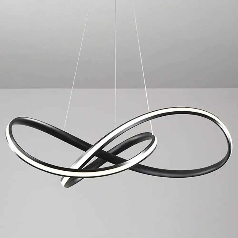 Modern Metal LED Chandelier for Dining Room - Seamless Curve Pendant Light