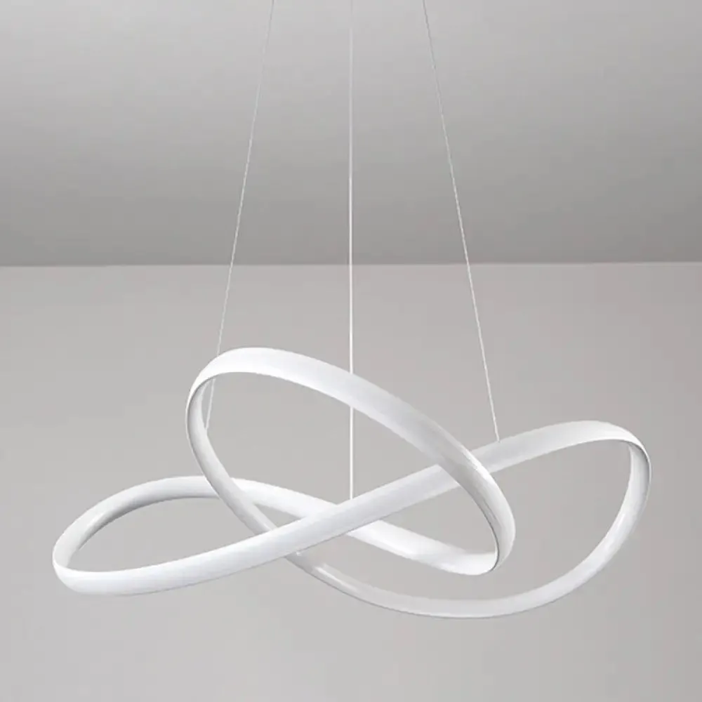 Modern Metal LED Chandelier for Dining Room - Seamless Curve Pendant Light