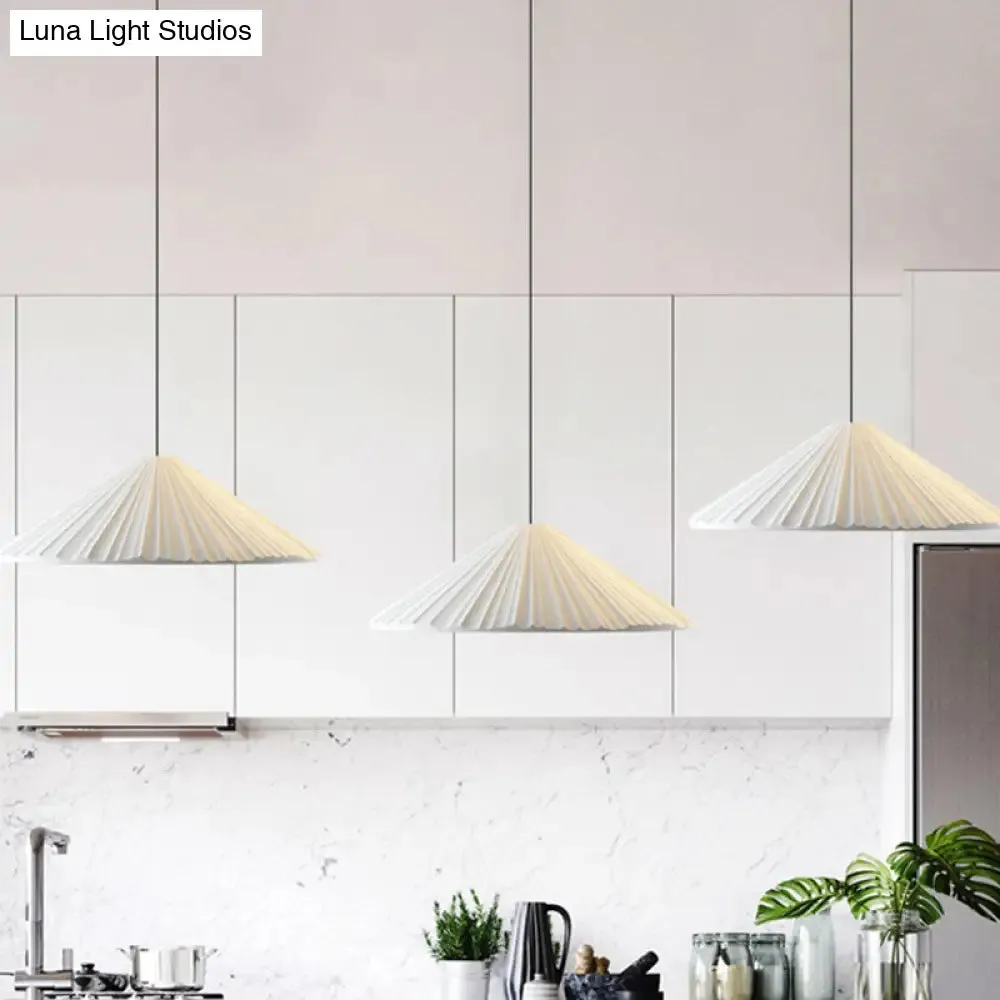 Modern Nordic Style Conic Pendant Light in Blue/Pink/White - Ribbed Design, 12.5"/16.5" Width - Ideal for Bedroom