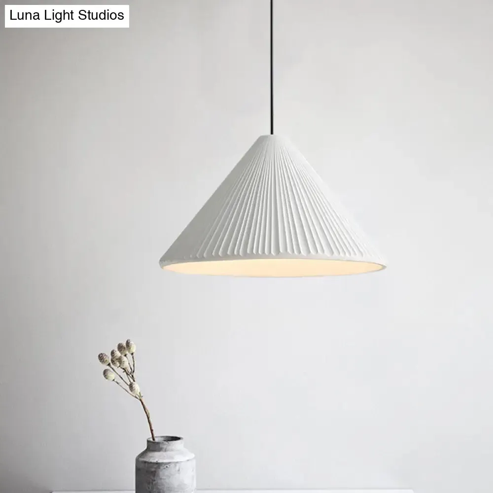 Modern Nordic Style Conic Pendant Light in Blue/Pink/White - Ribbed Design, 12.5"/16.5" Width - Ideal for Bedroom