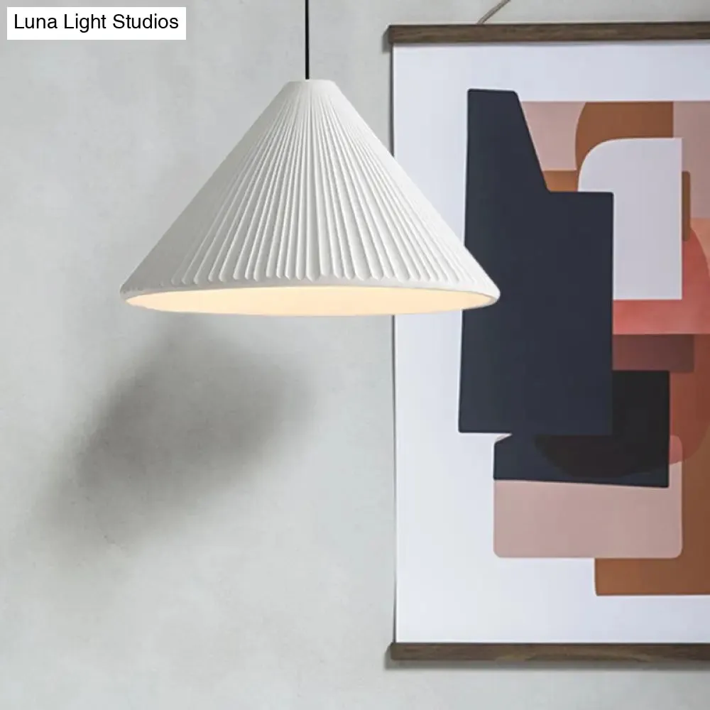 Modern Nordic Style Conic Pendant Light in Blue/Pink/White - Ribbed Design, 12.5"/16.5" Width - Ideal for Bedroom