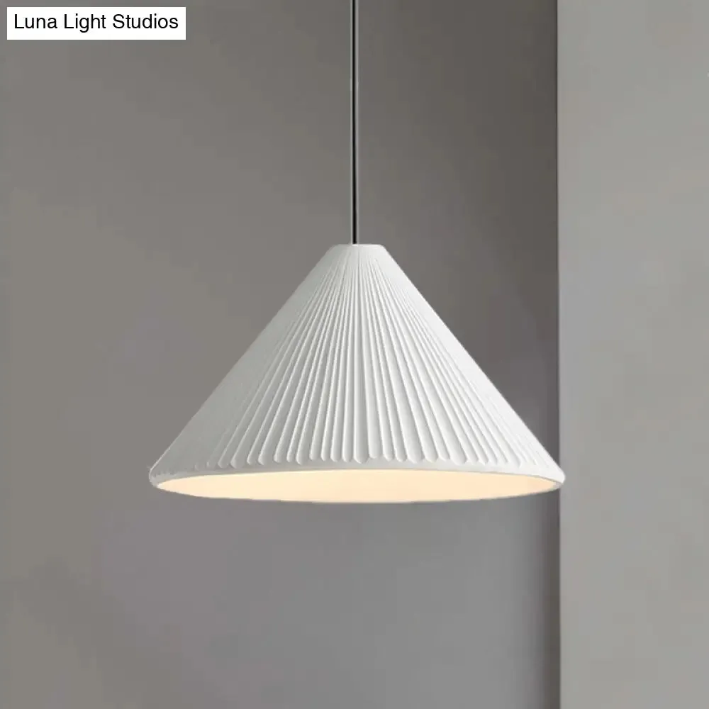 Modern Nordic Style Conic Pendant Light in Blue/Pink/White - Ribbed Design, 12.5"/16.5" Width - Ideal for Bedroom