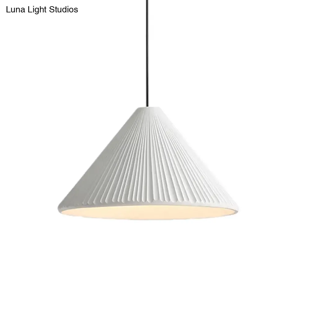 Modern Nordic Style Conic Pendant Light in Blue/Pink/White - Ribbed Design, 12.5"/16.5" Width - Ideal for Bedroom