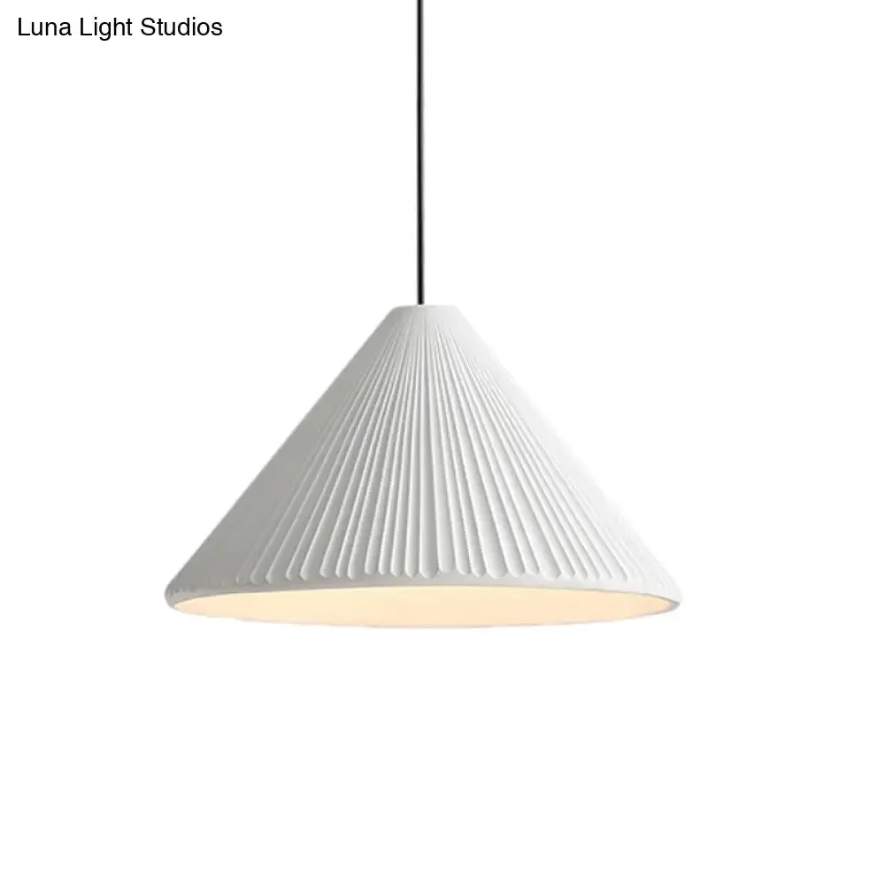 Modern Nordic Style Conic Pendant Light in Blue/Pink/White - Ribbed Design, 12.5"/16.5" Width - Ideal for Bedroom