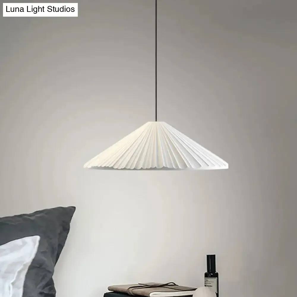 Modern Nordic Style Conic Pendant Light in Blue/Pink/White - Ribbed Design, 12.5"/16.5" Width - Ideal for Bedroom
