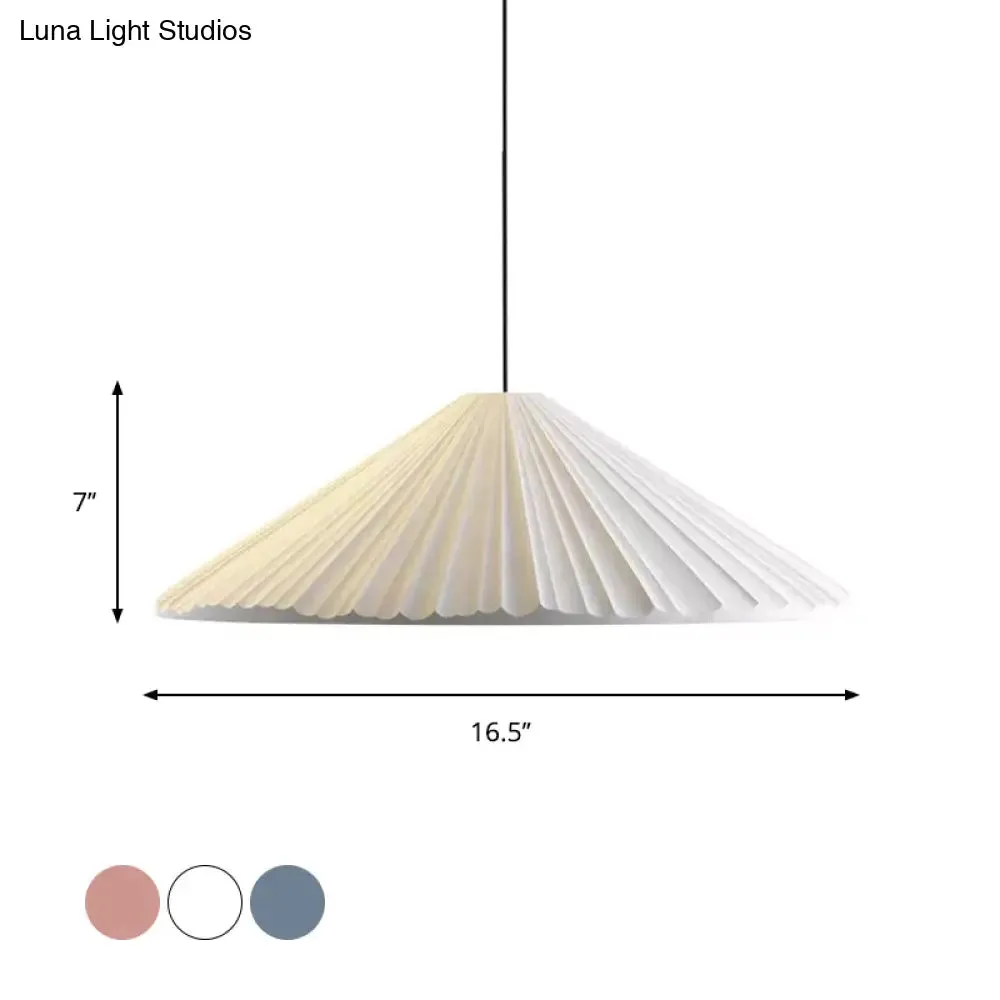 Modern Nordic Style Conic Pendant Light in Blue/Pink/White - Ribbed Design, 12.5"/16.5" Width - Ideal for Bedroom